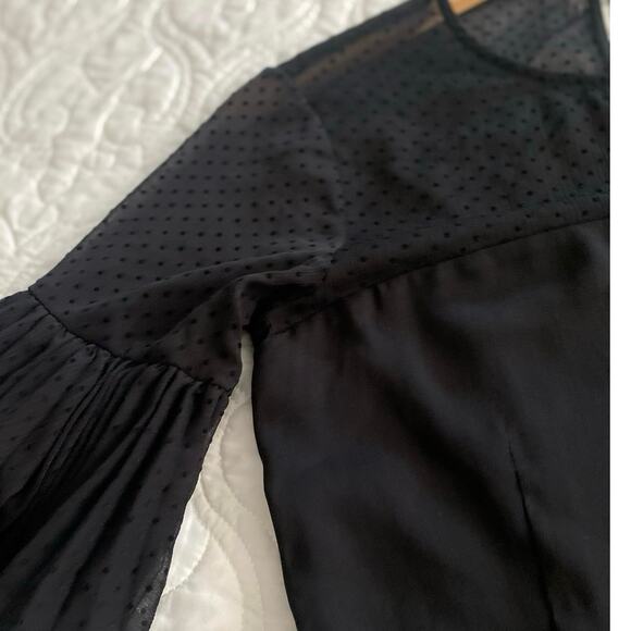 Keepsake Swiss Dot Black Ruffled Whimsical Whimsigoth Mini Dress Size Small - Picture 9 of 11